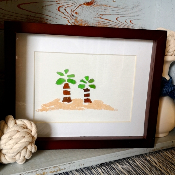 "Island time" beach glass art - Picture 1 of 1